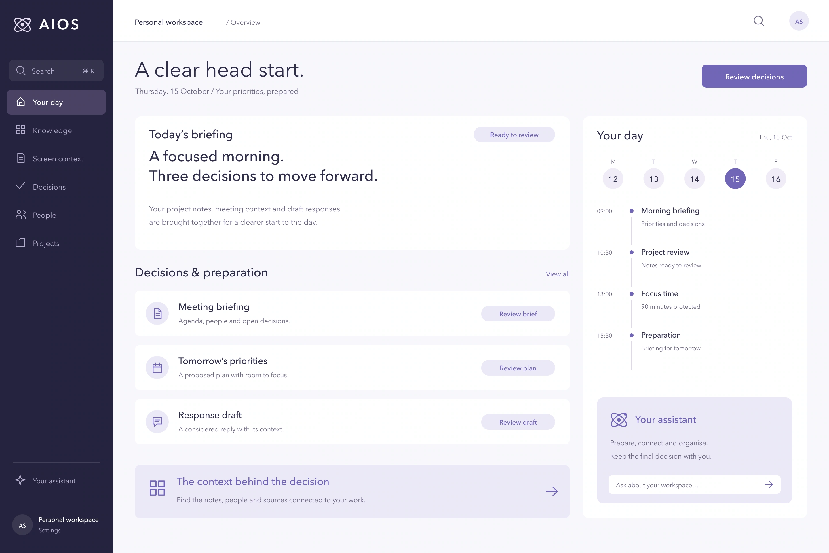 AIOS personal assistant workspace